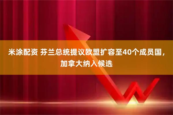 米涂配资 芬兰总统提议欧盟扩容至40个成员国，加拿大纳入候选